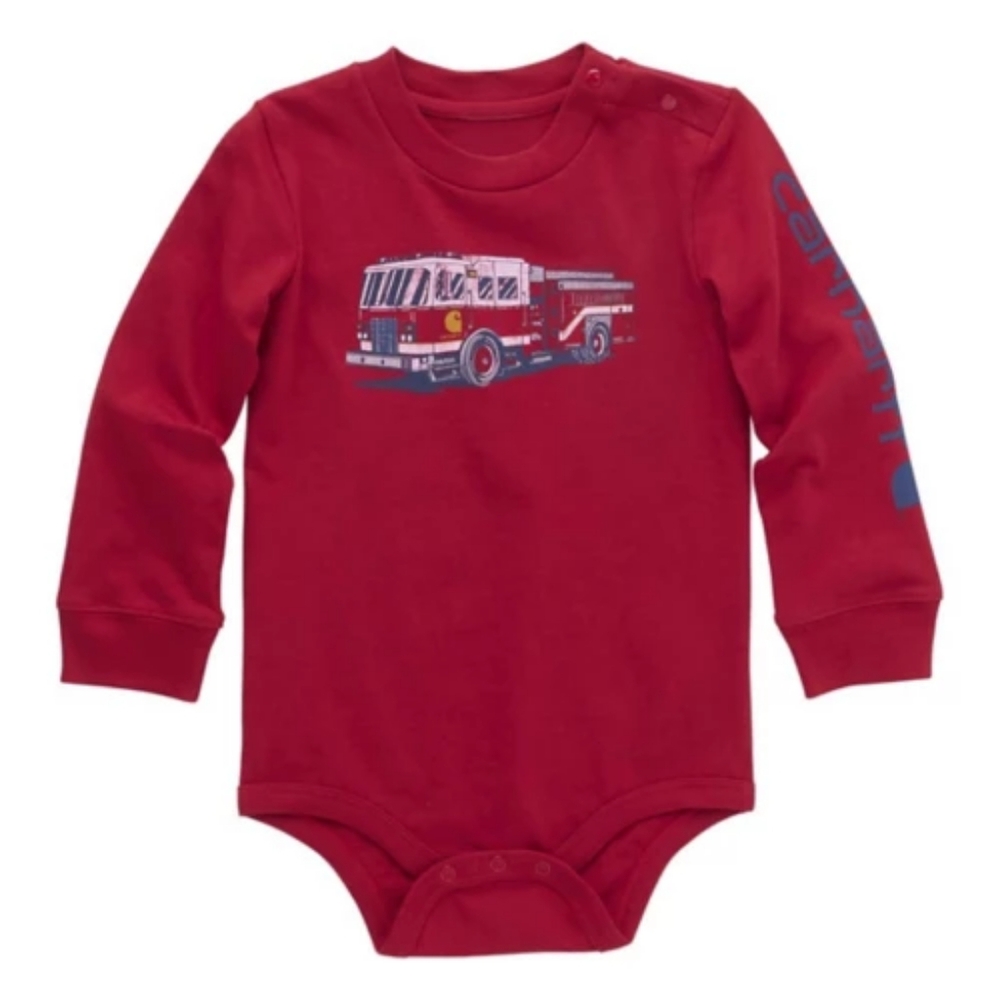 Baby Carhartt Fire Truck Long Sleeve Onesie